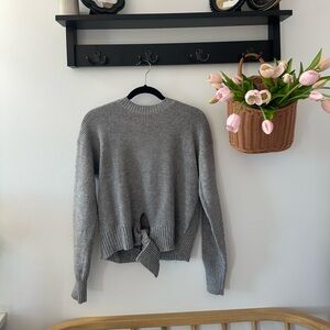 Gray Women's Sweater with Tie Back